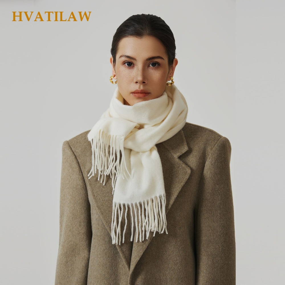 Wool Scarf Men - وشاح من الصوف 100% بلون موحد